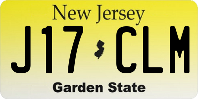 NJ license plate J17CLM