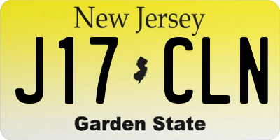 NJ license plate J17CLN