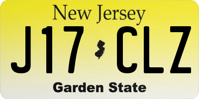 NJ license plate J17CLZ