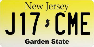 NJ license plate J17CME