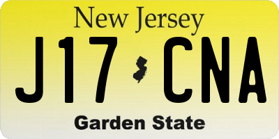 NJ license plate J17CNA