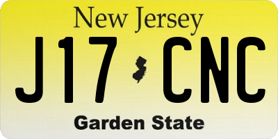 NJ license plate J17CNC