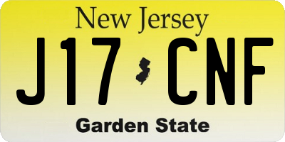 NJ license plate J17CNF