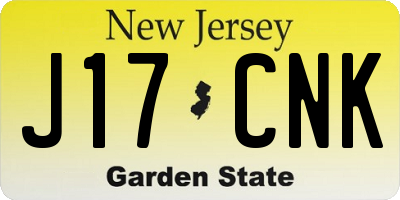 NJ license plate J17CNK