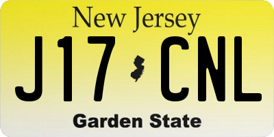 NJ license plate J17CNL