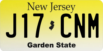 NJ license plate J17CNM