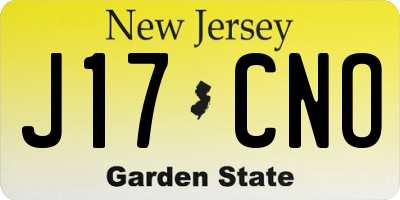 NJ license plate J17CNO