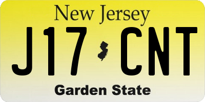 NJ license plate J17CNT