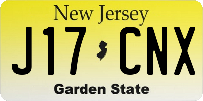 NJ license plate J17CNX