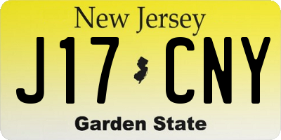 NJ license plate J17CNY