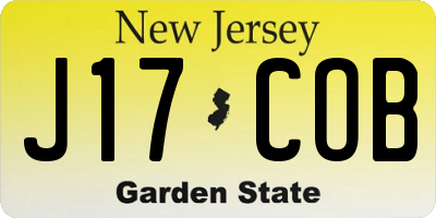 NJ license plate J17COB