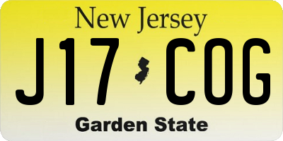 NJ license plate J17COG