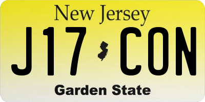 NJ license plate J17CON