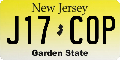 NJ license plate J17COP