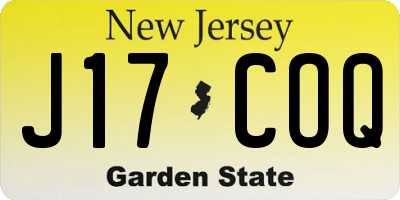 NJ license plate J17COQ