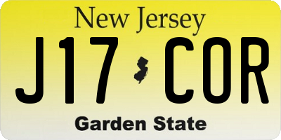 NJ license plate J17COR