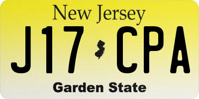 NJ license plate J17CPA