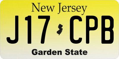 NJ license plate J17CPB
