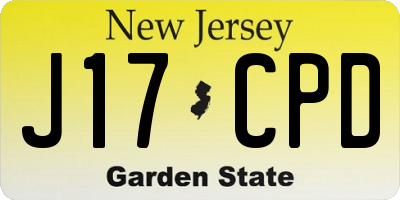 NJ license plate J17CPD
