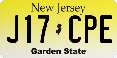 NJ license plate J17CPE
