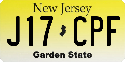 NJ license plate J17CPF