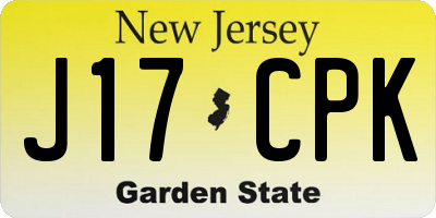 NJ license plate J17CPK