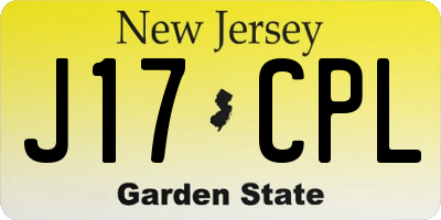 NJ license plate J17CPL