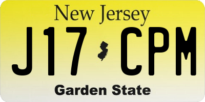 NJ license plate J17CPM