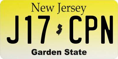 NJ license plate J17CPN