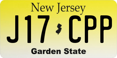 NJ license plate J17CPP