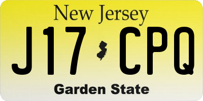 NJ license plate J17CPQ