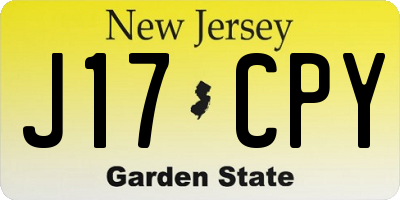 NJ license plate J17CPY
