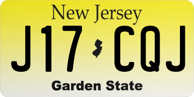 NJ license plate J17CQJ