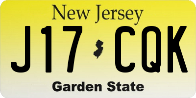 NJ license plate J17CQK