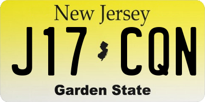 NJ license plate J17CQN