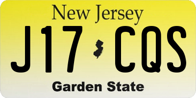 NJ license plate J17CQS