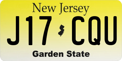 NJ license plate J17CQU