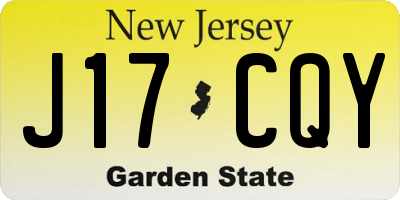 NJ license plate J17CQY