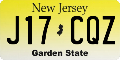 NJ license plate J17CQZ