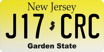 NJ license plate J17CRC