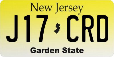 NJ license plate J17CRD