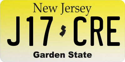 NJ license plate J17CRE