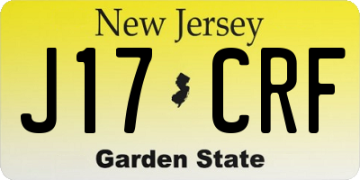 NJ license plate J17CRF