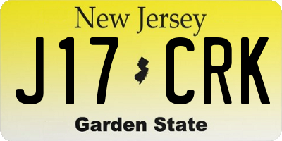 NJ license plate J17CRK