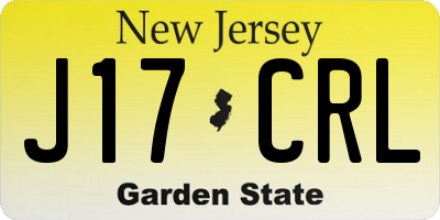 NJ license plate J17CRL