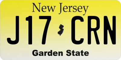 NJ license plate J17CRN