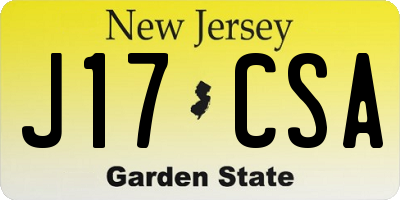 NJ license plate J17CSA