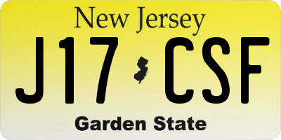 NJ license plate J17CSF