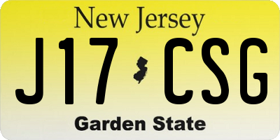 NJ license plate J17CSG