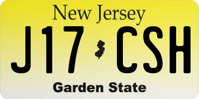 NJ license plate J17CSH